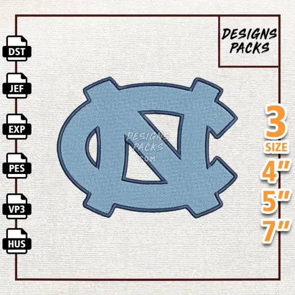 College Football North Carolina Tar Heels Embroidery Design