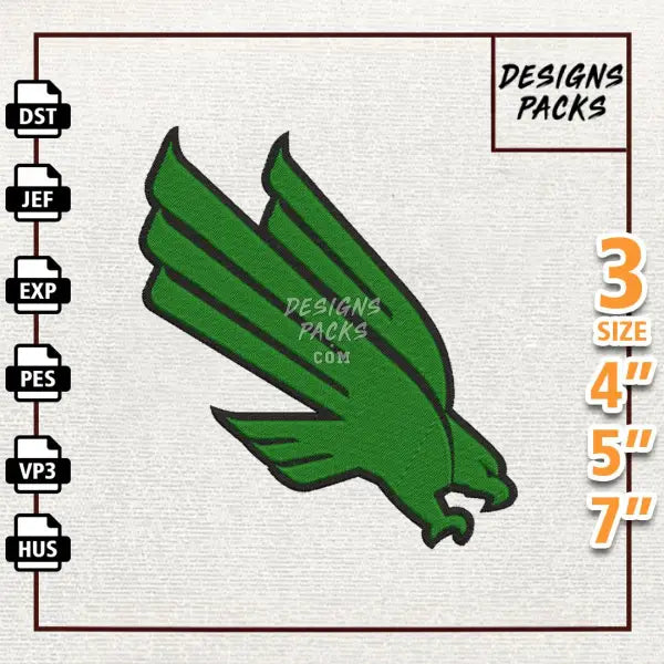 College Football North Texas Mean Green Embroidery Design