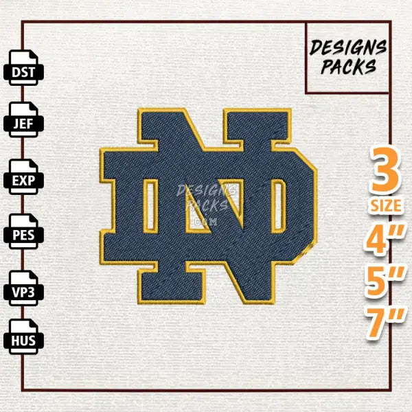 College Football Notre Dame Fighting Irish Embroidery Design