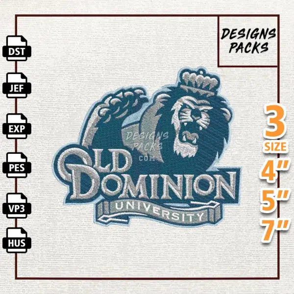 College Football Old Dominion Monarchs Embroidery Design