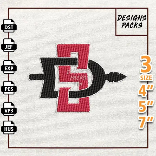 College Football San Diego State Aztecs Embroidery Design