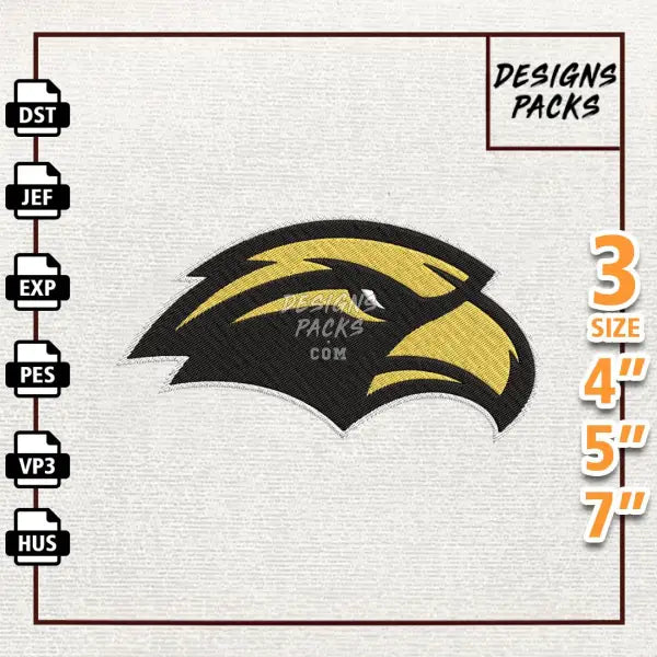 College Football Southern Miss Golden Eagles Embroidery Design