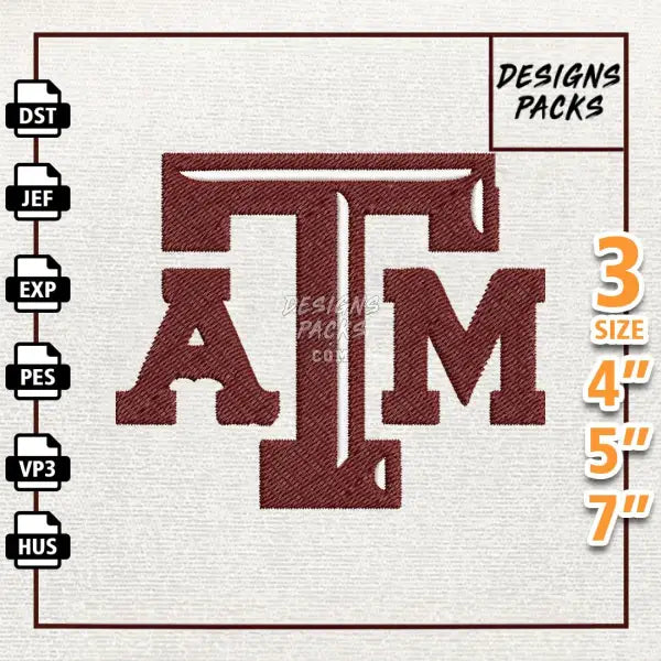 College Football Texas A&M Aggies Embroidery Design