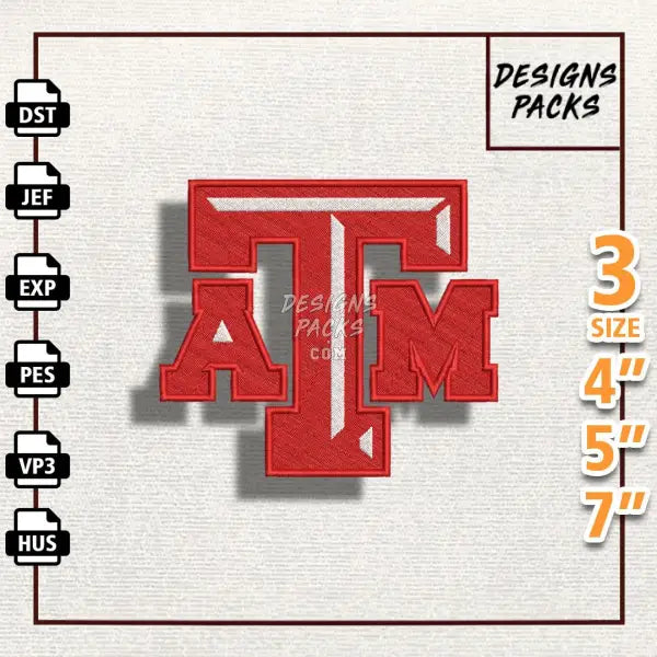 College Football Texas A&M Aggies Embroidery Design