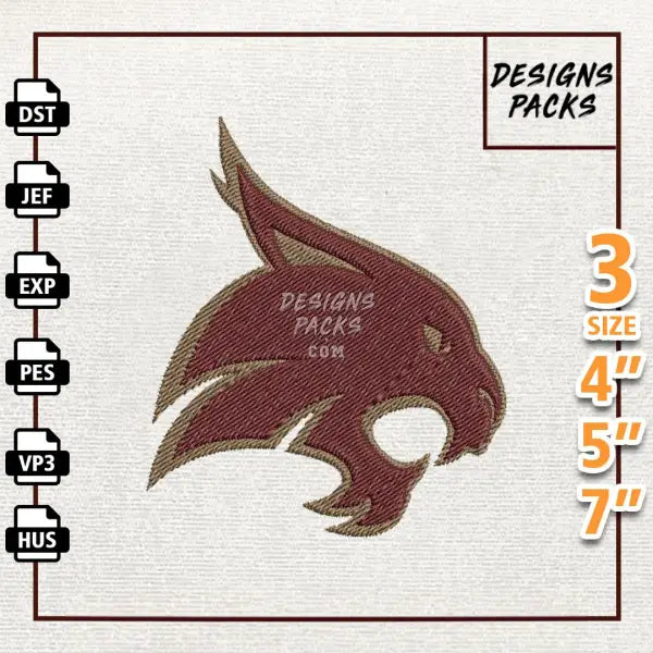 College Football Texas State Bobcats Embroidery Design