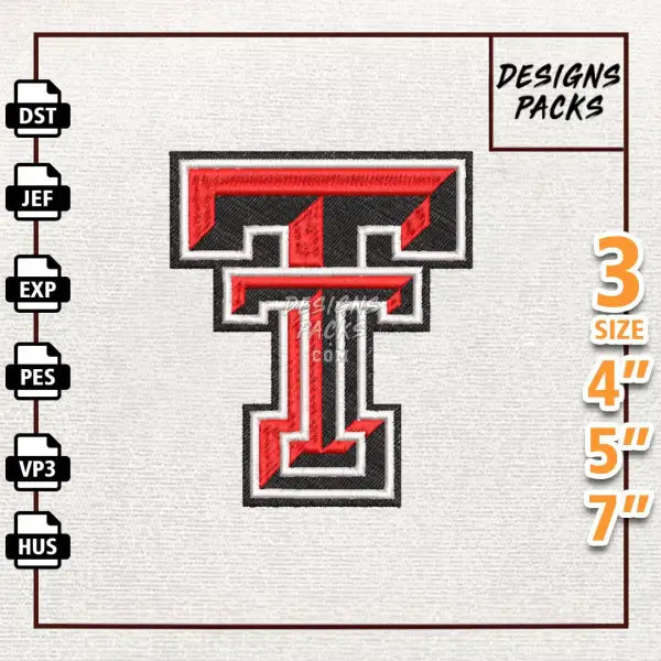 College Football Texas Tech Red Raiders Embroidery Design