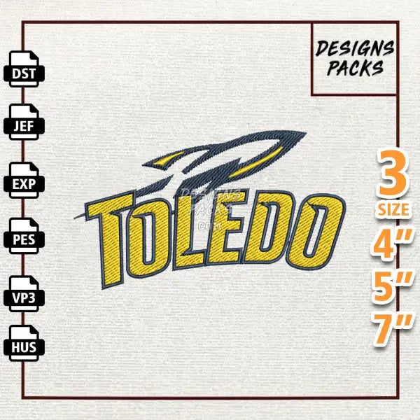 College Football Toledo Rockets Embroidery Design