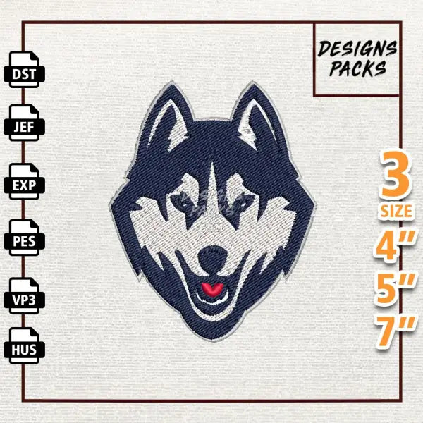 College Football UConn Huskies Embroidery Design