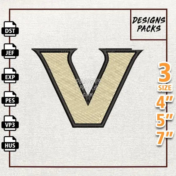 College Football Vanderbilt Commodores Embroidery Design