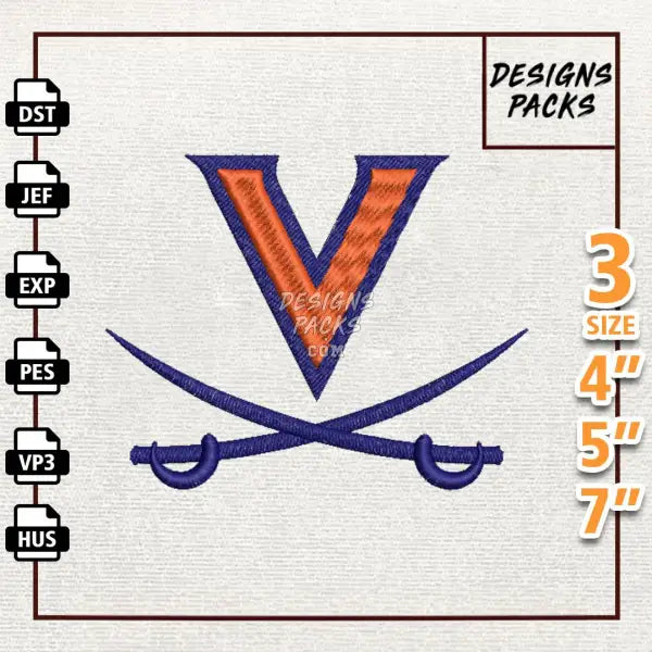 College Football Virginia Cavaliers Embroidery Design