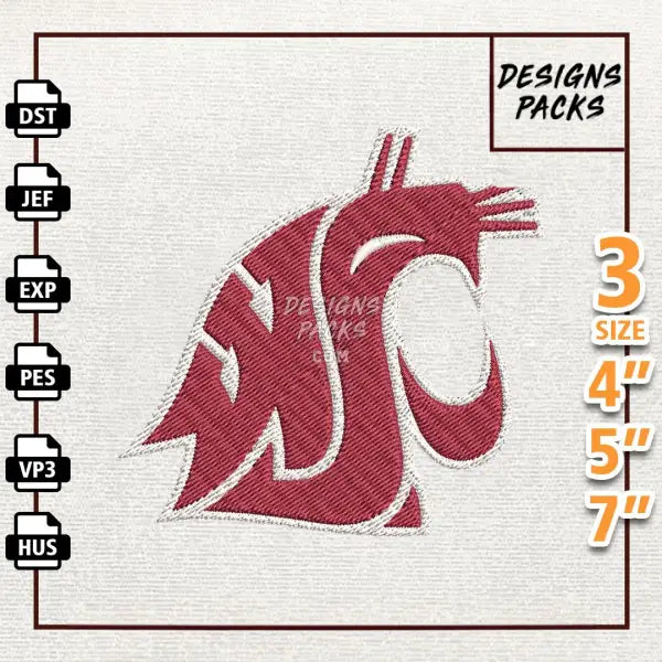 College Football Washington State Cougars Embroidery Design