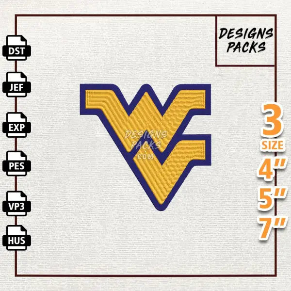 College Football West Virginia Mountaineers Embroidery Design