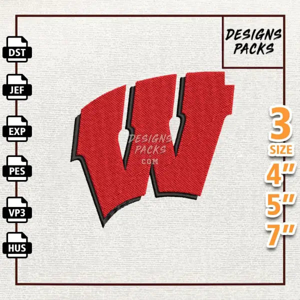 College Football Wisconsin Badgers Embroidery Design