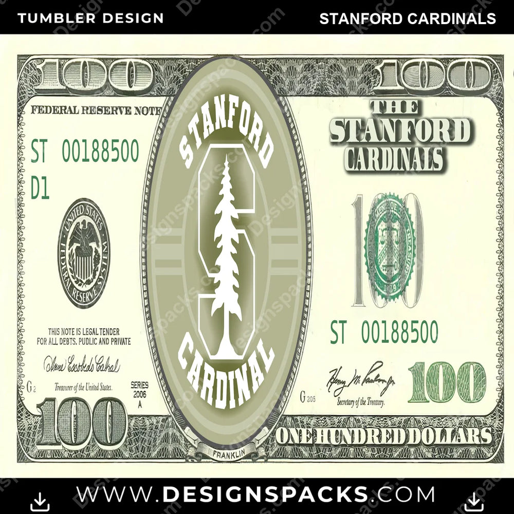 College Sport 100 Dollar Bill Stanford Cardinals NCAA College Sport Tumbler Digital Wrap Design Download