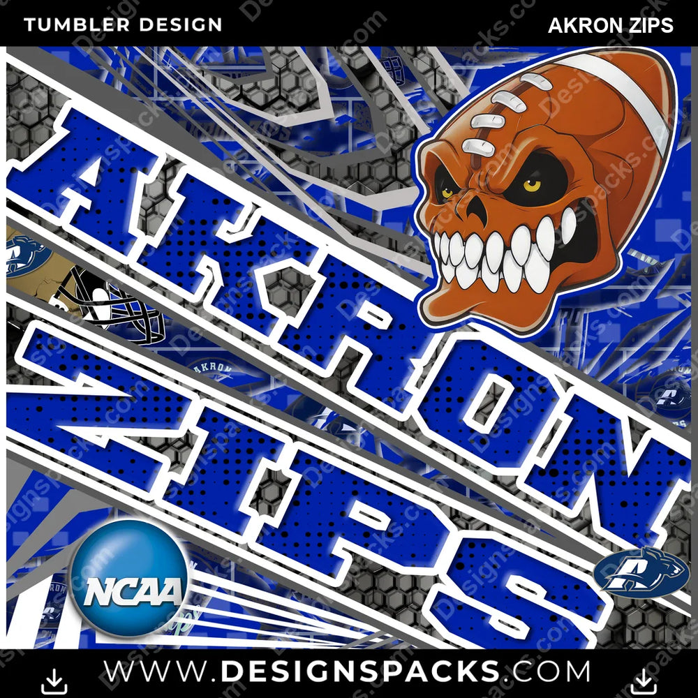 College Sport Angry Sports Akron Zips NCAA College Sport Tumbler Digital Wrap Design Download