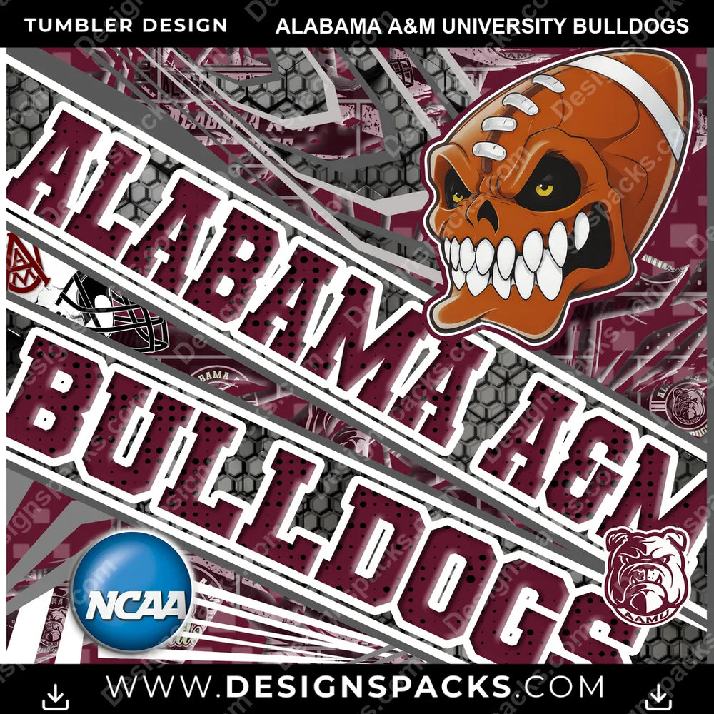 College Sport Angry Sports Alabama A&M University Bulldogs NCAA College Sport Tumbler Digital Wrap Design Download