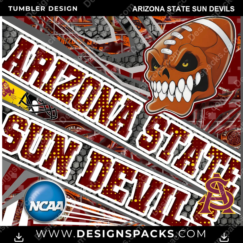 College Sport Angry Sports Arizona State Sun Devils NCAA College Sport Tumbler Digital Wrap Design Download