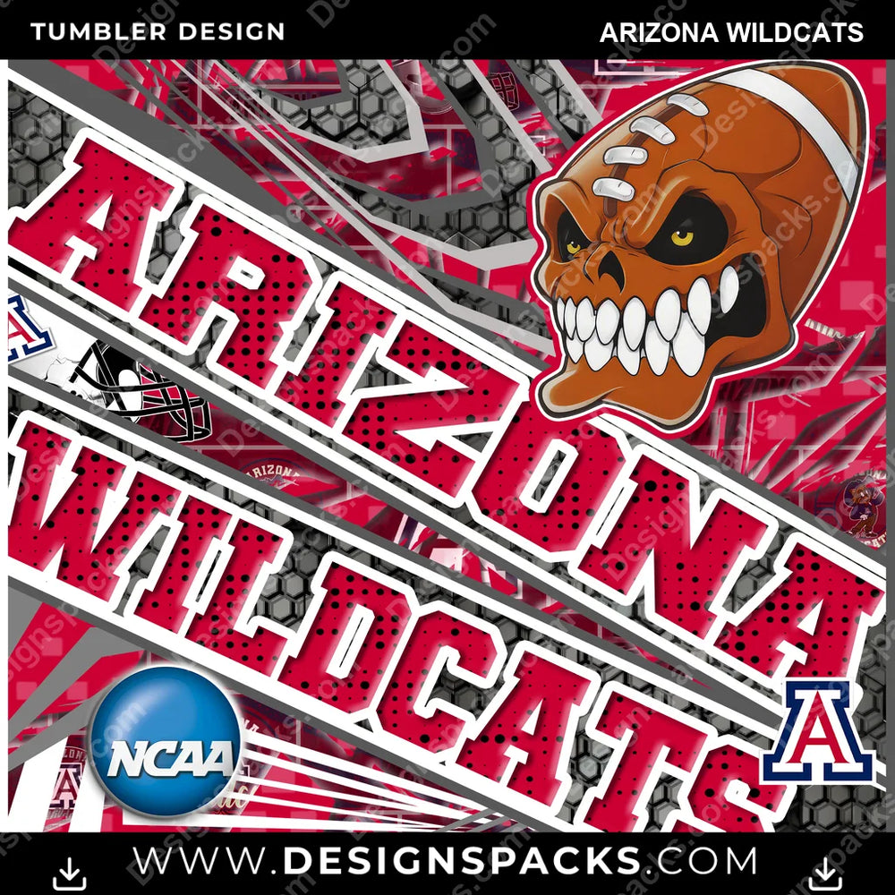 College Sport Angry Sports Arizona Wildcats NCAA College Sport Tumbler Digital Wrap Design Download
