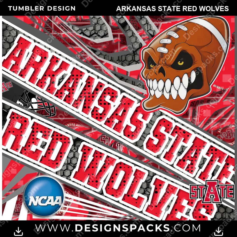 College Sport Angry Sports Arkansas State Red Wolves NCAA College Sport Tumbler Digital Wrap Design Download