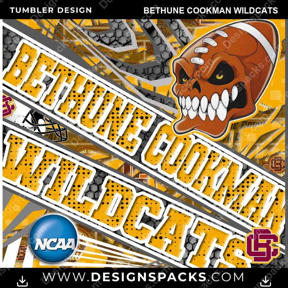 College Sport Angry Sports Bethune Cookman Wildcats NCAA College Sport Tumbler Digital Wrap Design Download