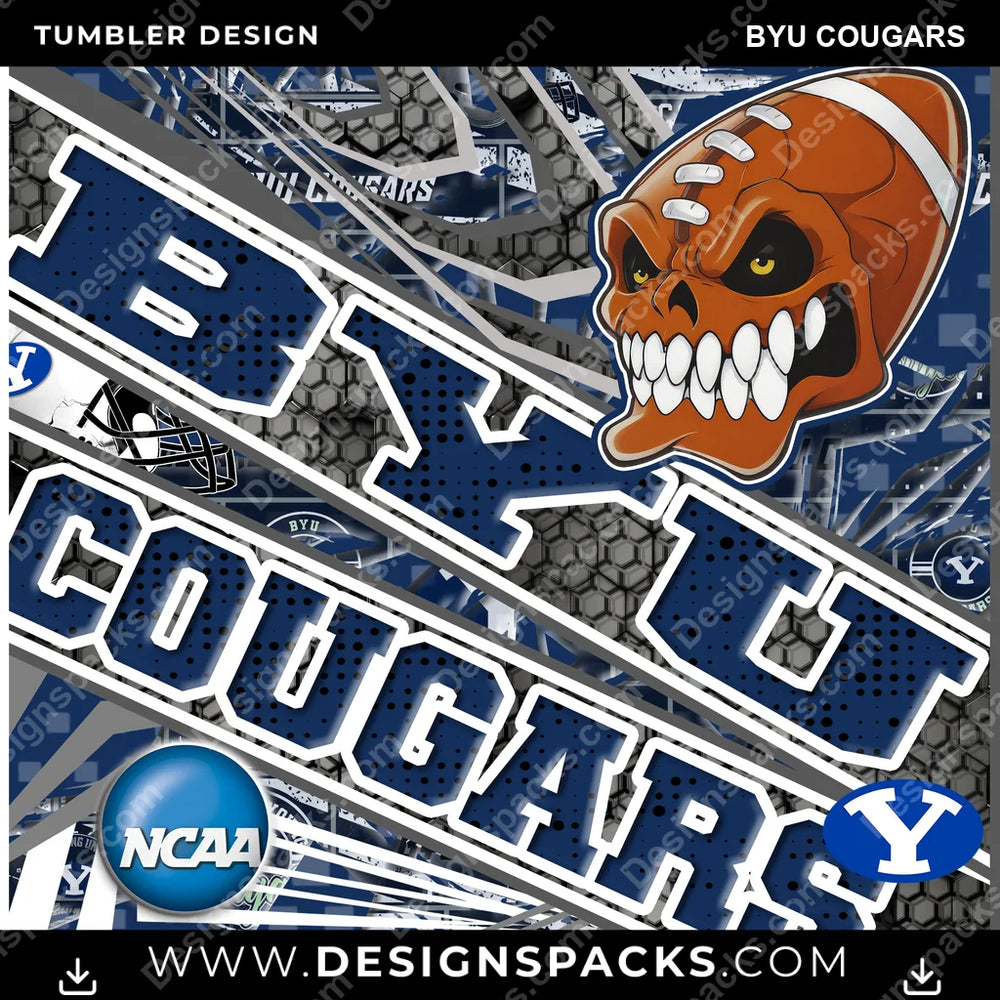 College Sport Angry Sports BYU Cougars NCAA College Sport Tumbler Digital Wrap Design Download