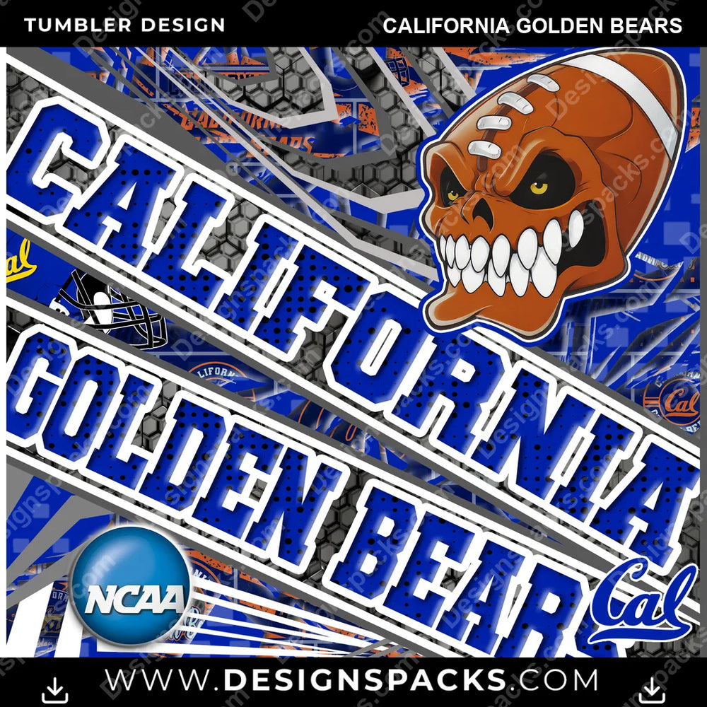 College Sport Angry Sports California Golden Bears NCAA College Sport Tumbler Digital Wrap Design Download