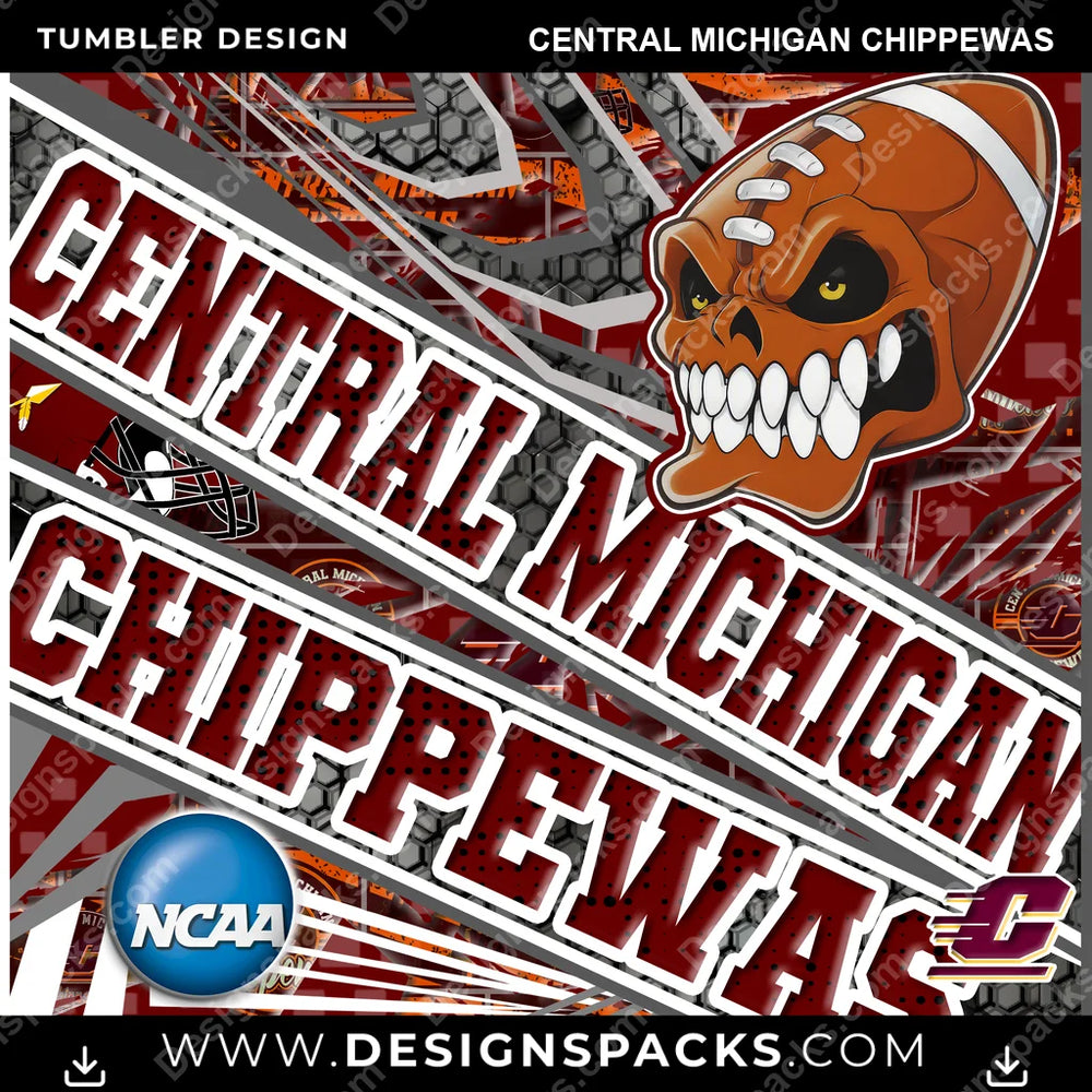 College Sport Angry Sports Central Michigan Chippewas NCAA College Sport Tumbler Digital Wrap Design Download