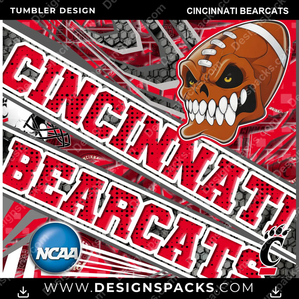 College Sport Angry Sports Cincinnati Bearcats NCAA College Sport Tumbler Digital Wrap Design Download