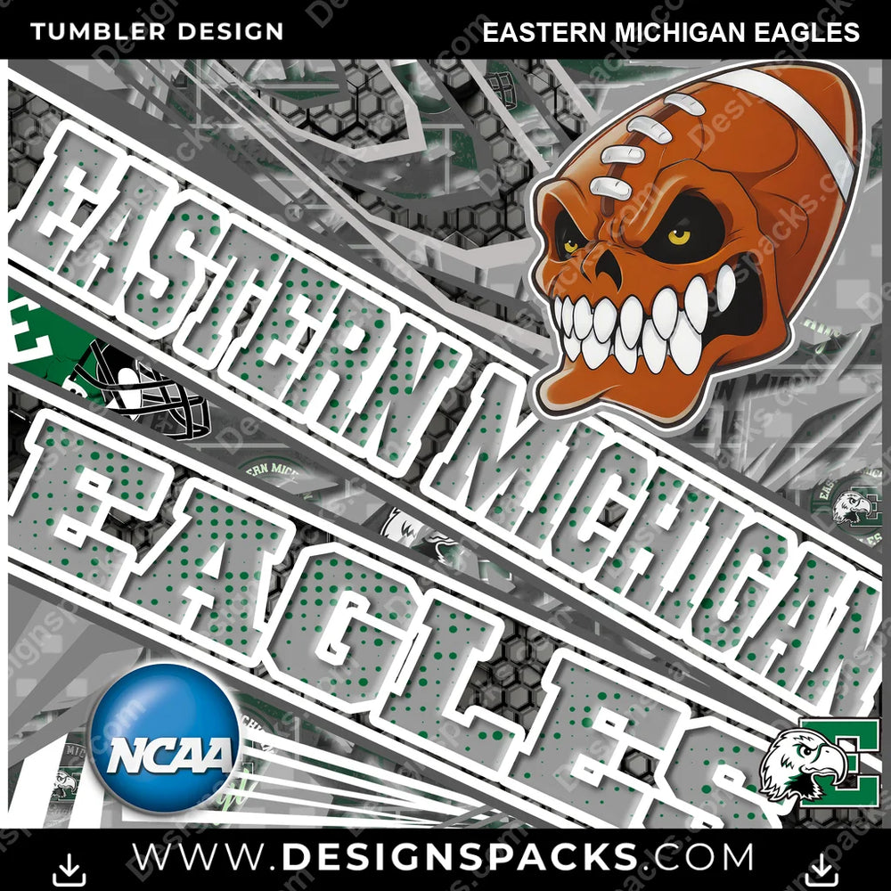 College Sport Angry Sports Eastern Michigan Eagles NCAA College Sport Tumbler Digital Wrap Design Download