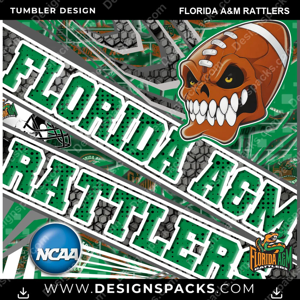 College Sport Angry Sports Florida A&M Rattlers NCAA College Sport Tumbler Digital Wrap Design Download