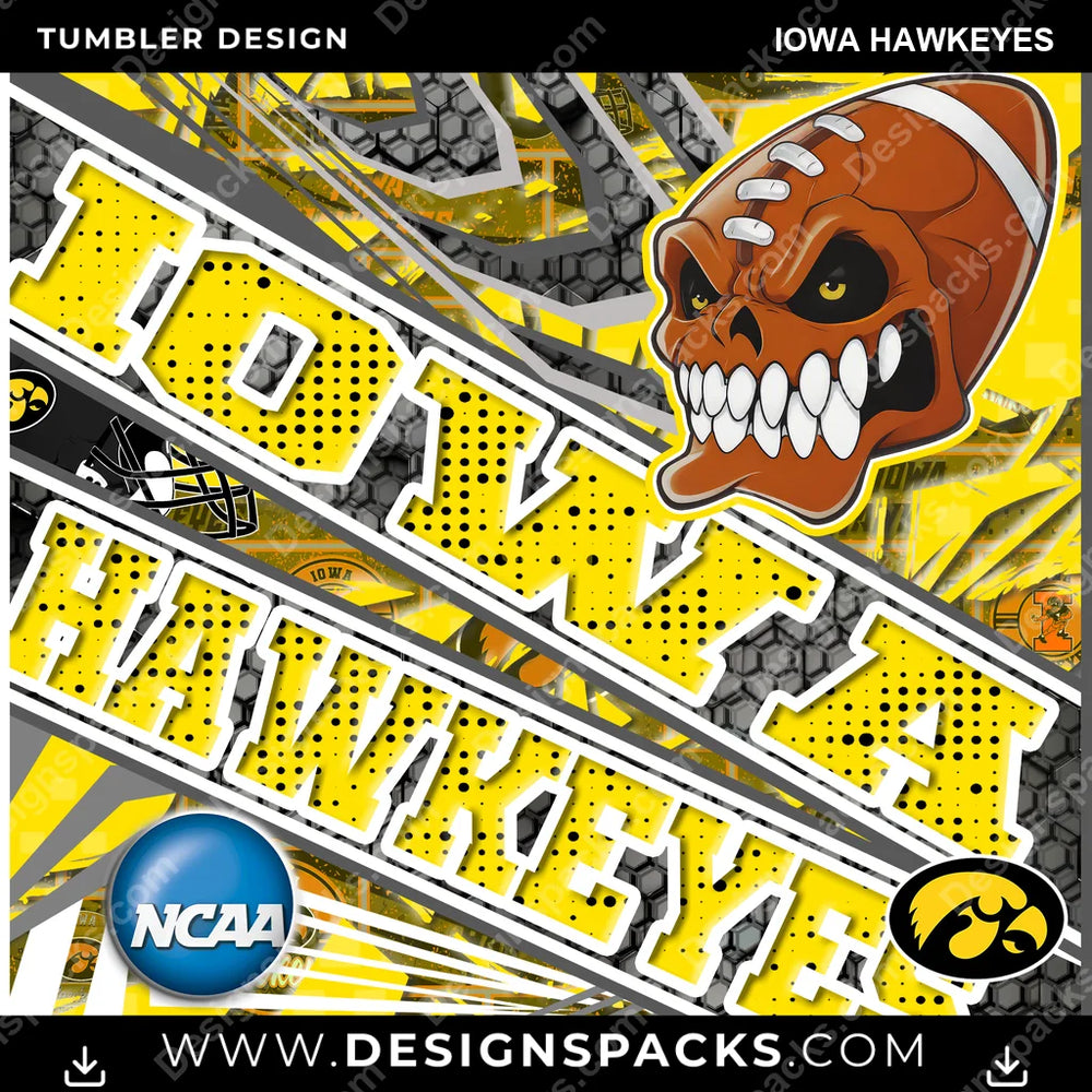 College Sport Angry Sports Iowa Hawkeyes NCAA College Sport Tumbler Digital Wrap Design Download