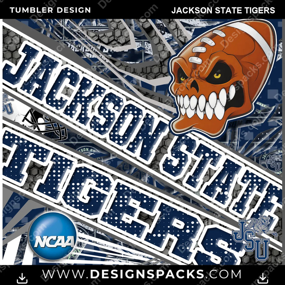College Sport Angry Sports Jackson State Tigers NCAA College Sport Tumbler Digital Wrap Design Download