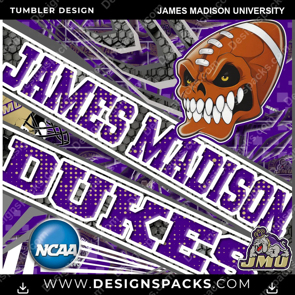 College Sport Angry Sports James Madison University NCAA College Sport Tumbler Digital Wrap Design Download