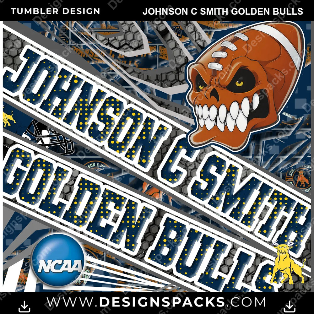 College Sport Angry Sports Johnson C Smith Golden Bulls NCAA College Sport Tumbler Digital Wrap Design Download