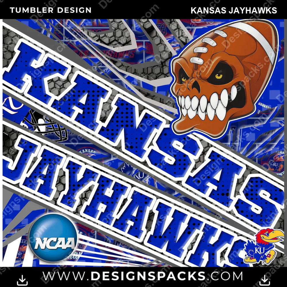 College Sport Angry Sports Kansas Jayhawks NCAA College Sport Tumbler Digital Wrap Design Download