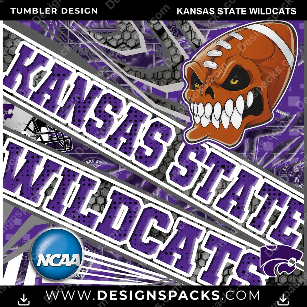 College Sport Angry Sports Kansas State Wildcats NCAA College Sport Tumbler Digital Wrap Design Download