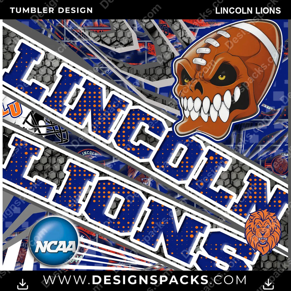 College Sport Angry Sports Lincoln Lions NCAA College Sport Tumbler Digital Wrap Design Download