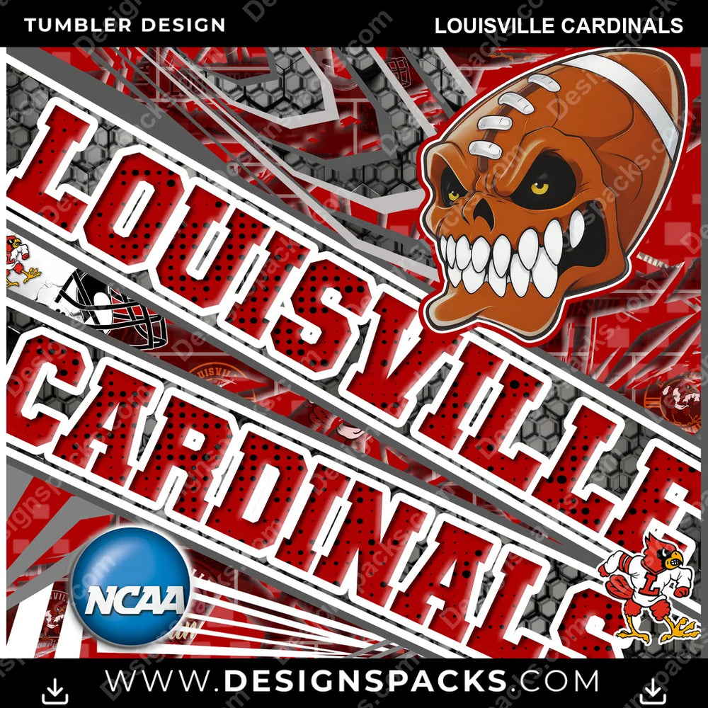 College Sport Angry Sports Louisville Cardinals NCAA College Sport Tumbler Digital Wrap Design Download