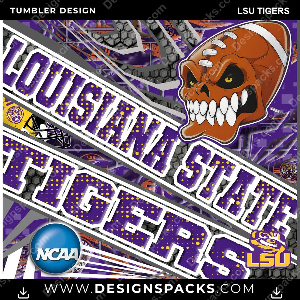 College Sport Angry Sports LSU Tigers NCAA College Sport Tumbler Digital Wrap Design Download