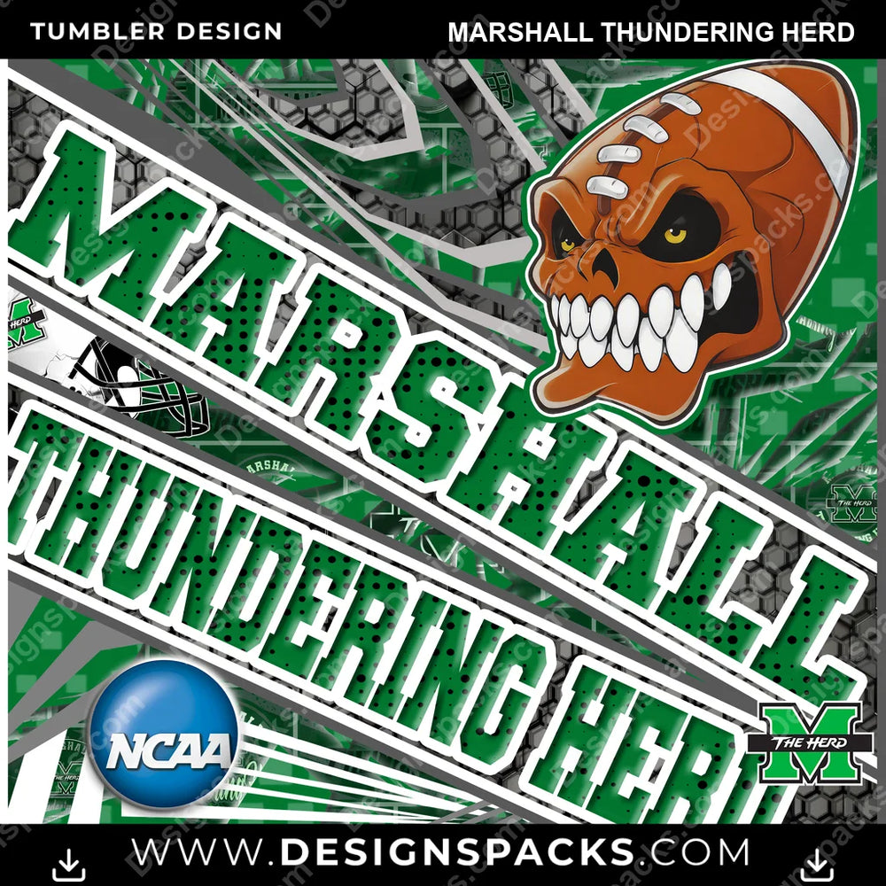 College Sport Angry Sports Marshall Thundering Herd NCAA College Sport Tumbler Digital Wrap Design Download