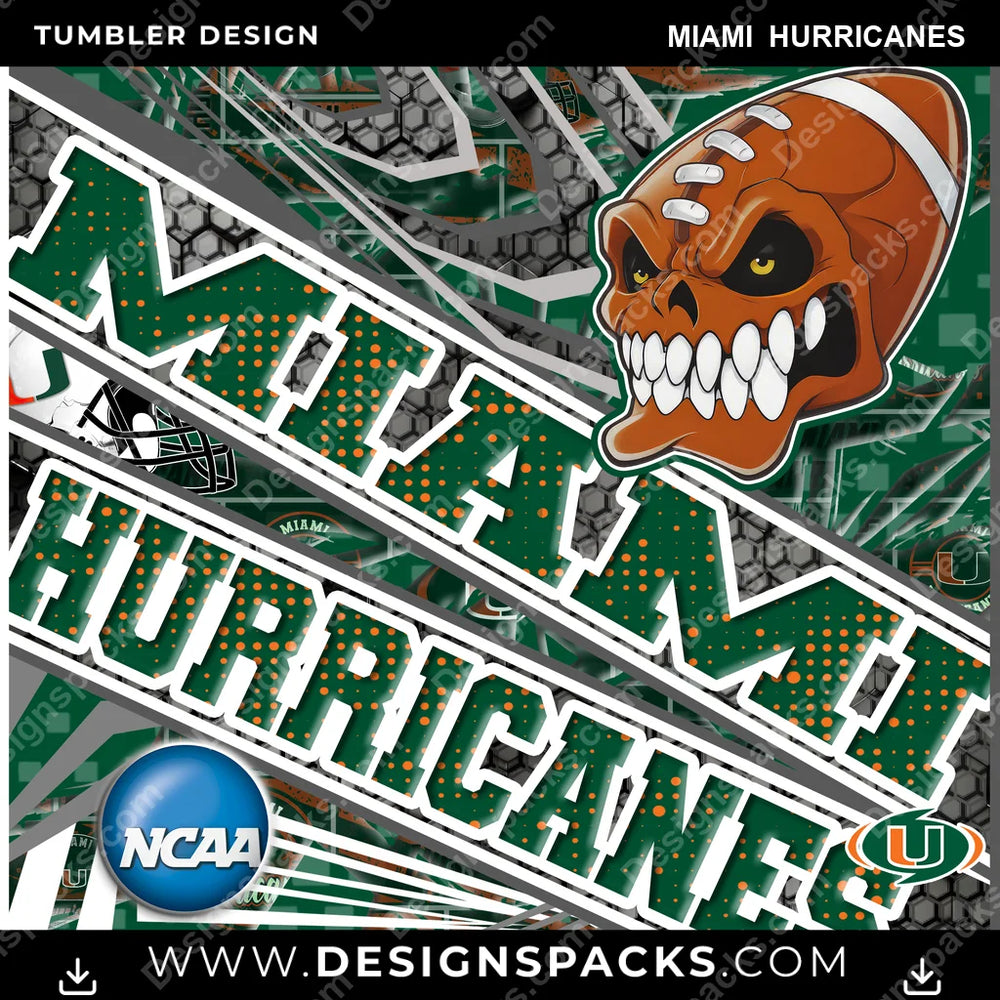 College Sport Angry Sports Miami Hurricanes NCAA College Sport Tumbler Digital Wrap Design Download
