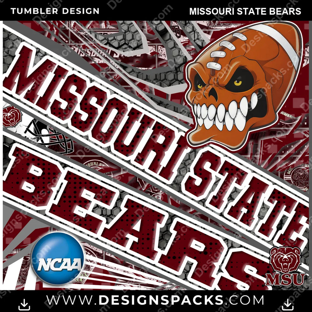 College Sport Angry Sports Missouri State Bears NCAA College Sport Tumbler Digital Wrap Design Download