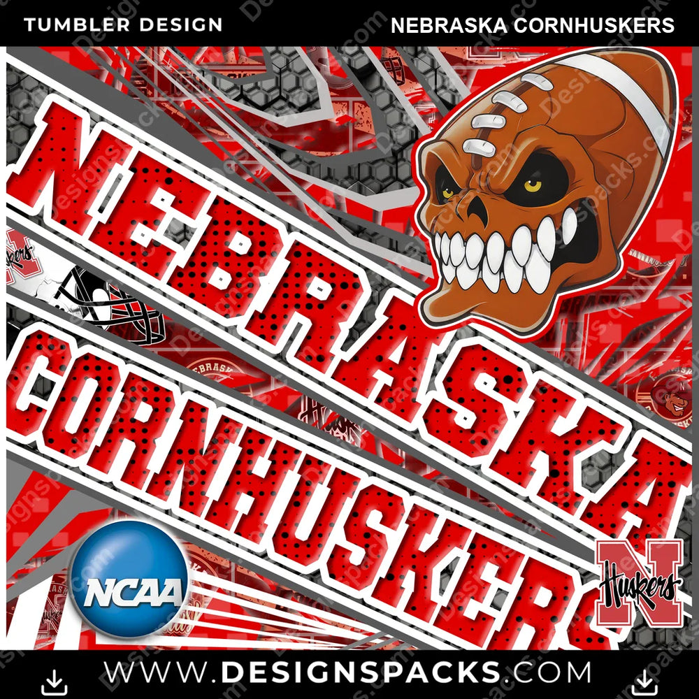 College Sport Angry Sports Nebraska Cornhuskers NCAA College Sport Tumbler Digital Wrap Design Download