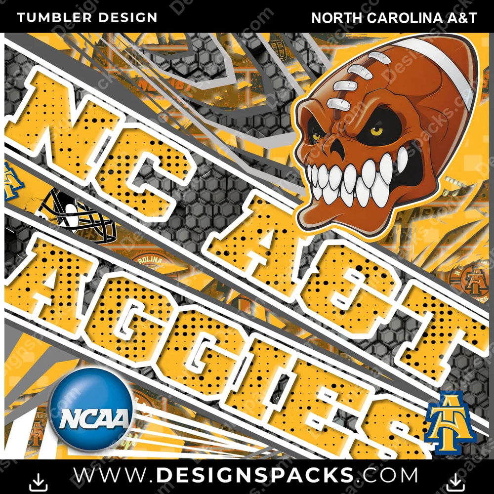 College Sport Angry Sports North Carolina A&T NCAA College Sport Tumbler Digital Wrap Design Download