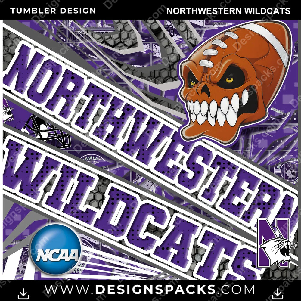College Sport Angry Sports Northwestern Wildcats NCAA College Sport Tumbler Digital Wrap Design Download