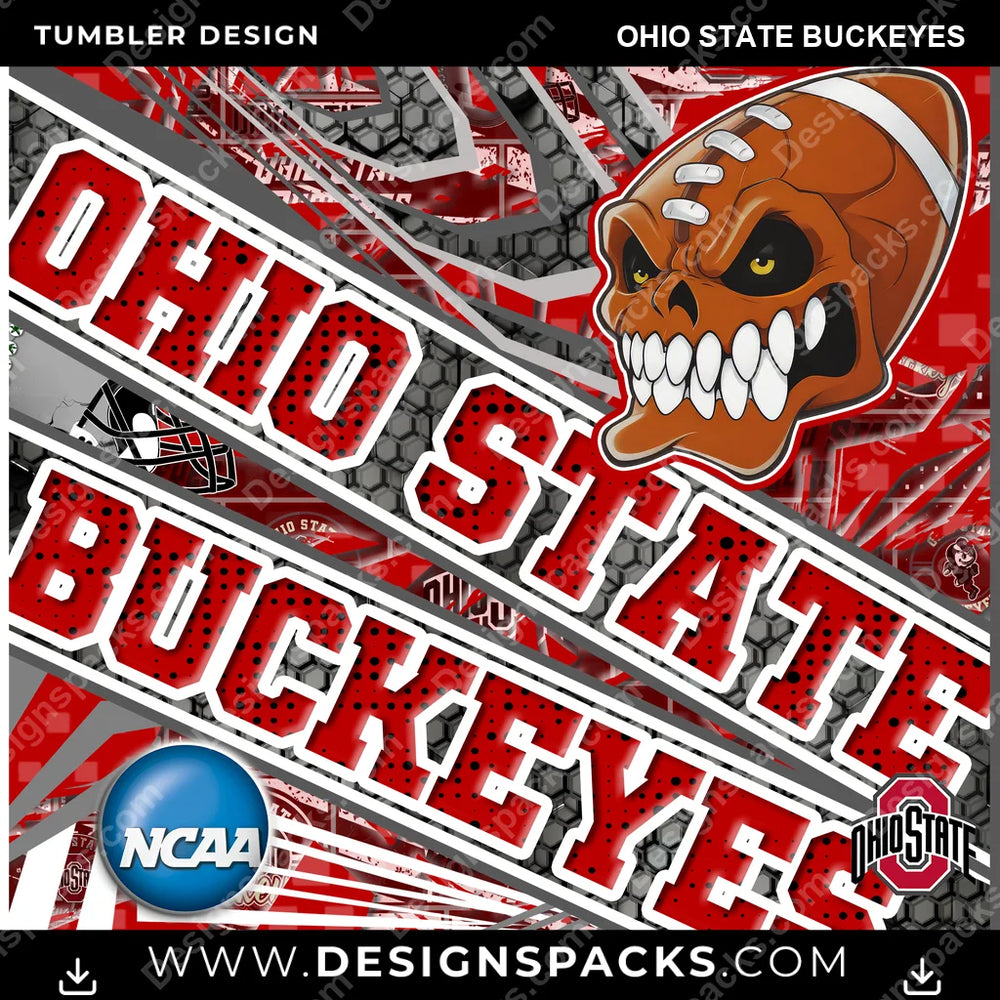 College Sport Angry Sports Ohio State Buckeyes NCAA College Sport Tumbler Digital Wrap Design Download