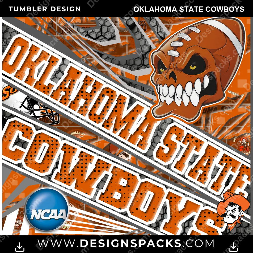 College Sport Angry Sports Oklahoma State Cowboys NCAA College Sport Tumbler Digital Wrap Design Download