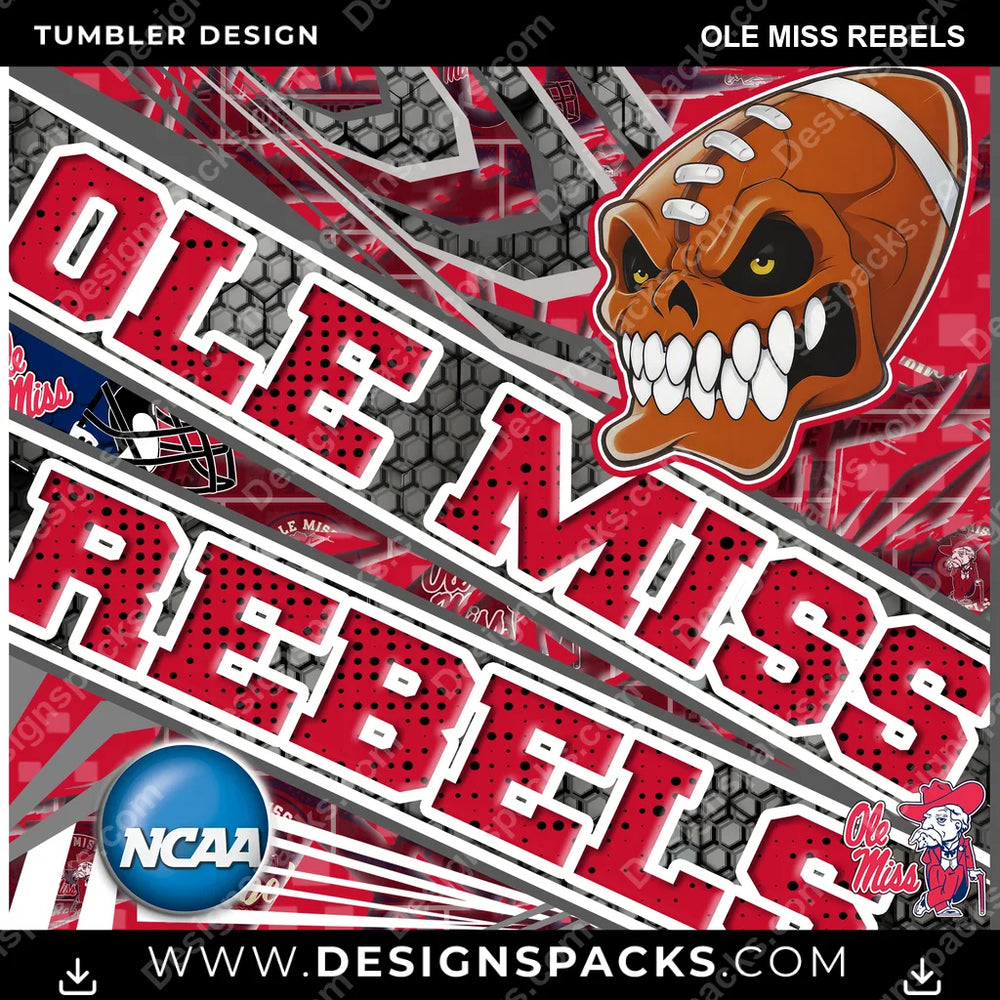 College Sport Angry Sports Ole Miss Rebels NCAA College Sport Tumbler Digital Wrap Design Download
