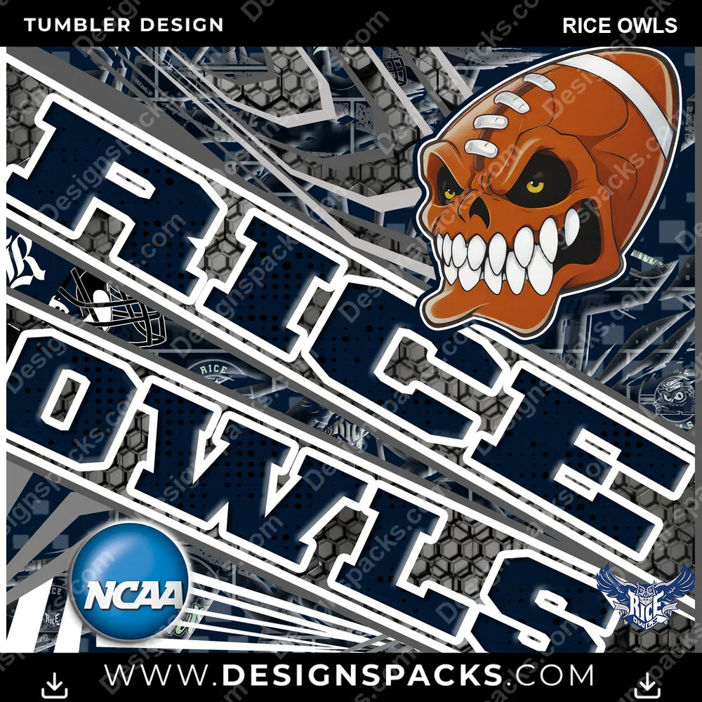 College Sport Angry Sports Rice Owls NCAA College Sport Tumbler Digital Wrap Design Download