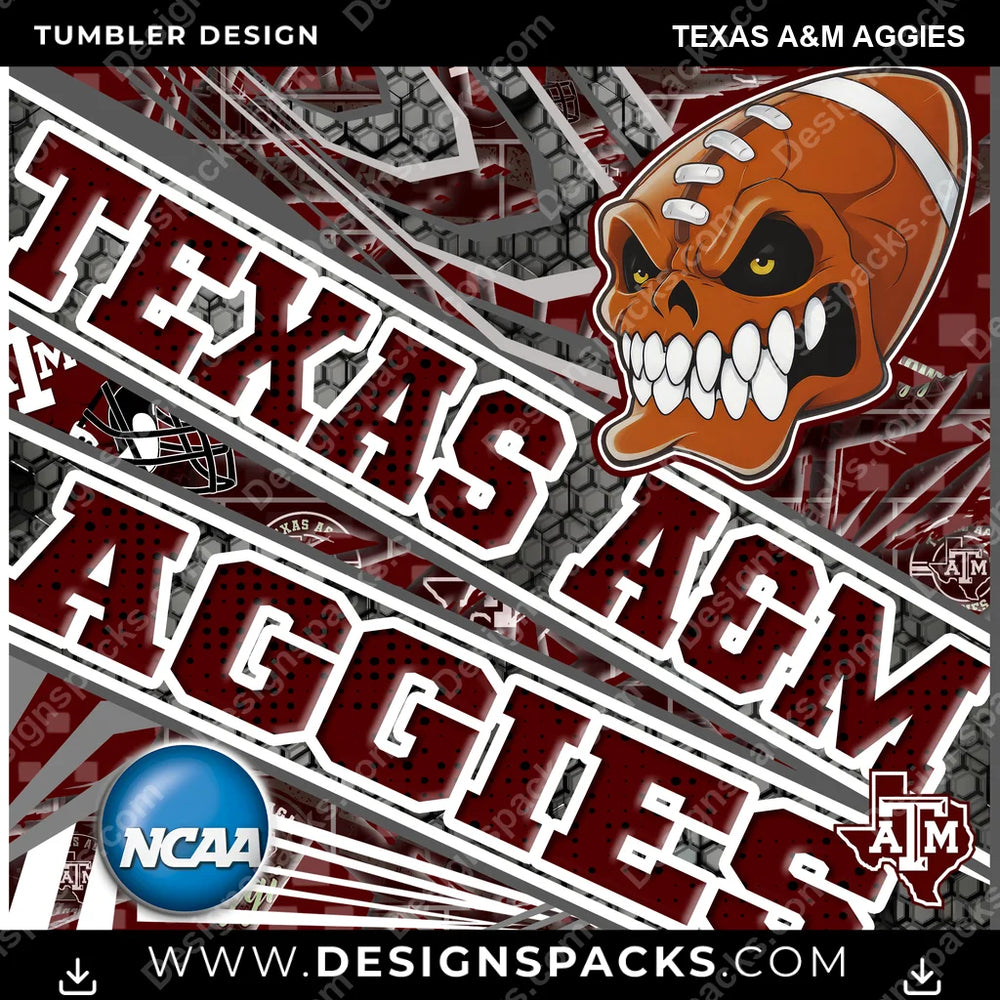 College Sport Angry Sports Texas A&M Aggies NCAA College Sport Tumbler Digital Wrap Design Download